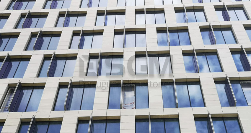 Quatuor building - Moca Cream limestone cladding